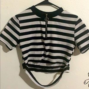 Striped crop top shirt